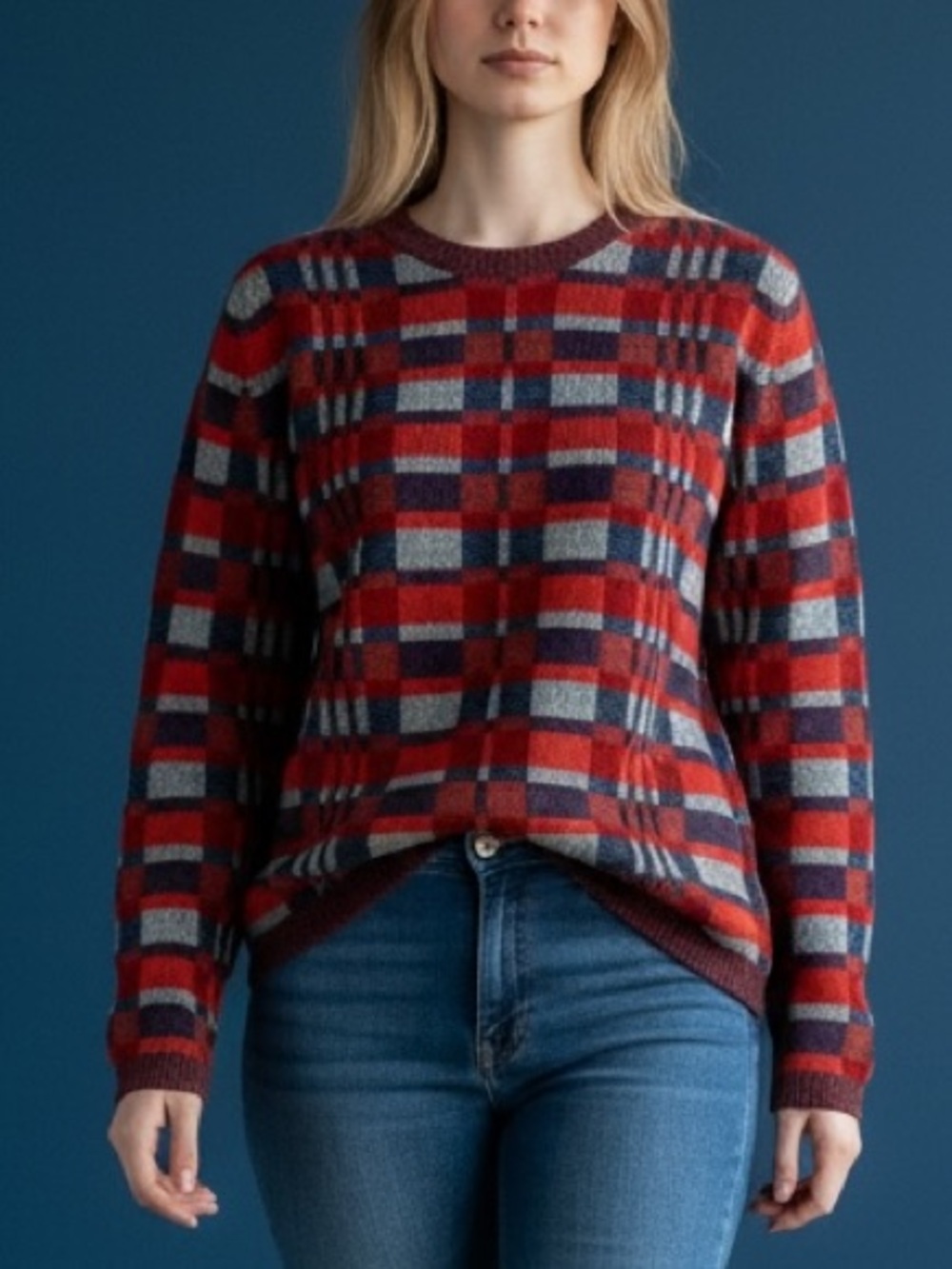 Happy Sheep 💯 cashmere plaid sweater